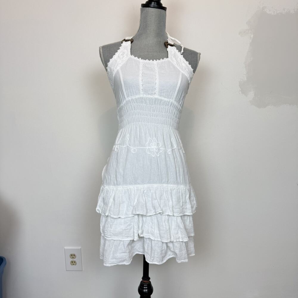 Banana Beach 100% cotton halter dress tiered summer boho ruffle SM festival